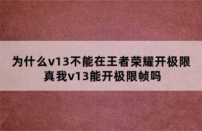 为什么v13不能在王者荣耀开极限 真我v13能开极限帧吗